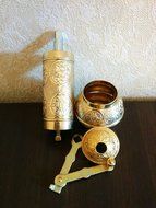 Armenian Handmade Antique Coffee Grinder, 3 Different Colors, 7.5'' (Silver) N4