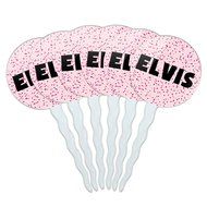 Elvis Cupcake Picks Toppers Decoration Set of 6 - Blue Speckles