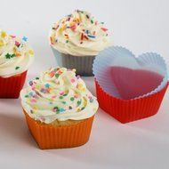 Heart Shaped Silicone Cupcake Liners Molds Set of 6