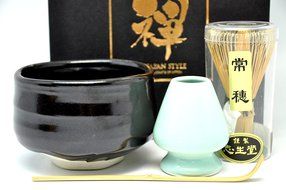 Japanese Mino Yaki ware Matcha Bowl And Tea Ceremony Set Green Tea 11.5 / 11.5 / 8cm (4.5 / 4.5 / 3.1inch)[7383] N2