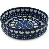 Polish Pottery Fluted Pie Dish 6-inch Heart To Heart N5