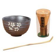 Tea Ceremony Matcha Bowl Green Tea Powder Ceramic Teaware Accessory 4 Patterns - Cherry Blossoms, 11.3x4.8x6.9cm N11