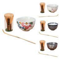 Tea Ceremony Matcha Bowl Green Tea Powder Ceramic Teaware Accessory 4 Patterns - Cherry Blossoms, 11.3x4.8x6.9cm N12