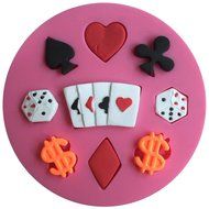 LYNCH Poker Design Fondant Silicone 3D Mold DIY Chocolate Cake Tools,Pink N4
