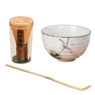 Tea Ceremony Matcha Bowl Green Tea Powder Ceramic Teaware Accessory 4 Patterns - Cherry Blossoms, 11.3x4.8x6.9cm N17