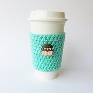Coffee Cup Sleeve Mint -Cupcake Button