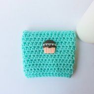 Coffee Cup Sleeve Mint -Cupcake Button N2