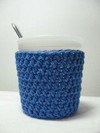 Handmade Crochet Blue Ice Cream Pint Cozy N2