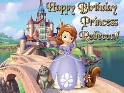 Sofia the First 1/4 Sheet Edible Photo Birthday Cake Topper. ~ Personalized!