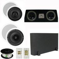 Theater Solutions 5.1 Home Theater 4 Speakers Set with Center, 8" Powered Sub and More TS5C6CC51SET1
