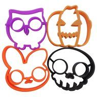 Ashley Martha Reusable Silicone Egg and Pancake Molds, Bunny, Owl, Skull and Pumpkin N5