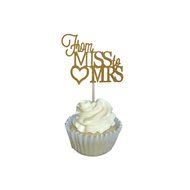 Aisila Pack of 20 Glitter From Miss to Mrs Wedding Cupcake Toppers Silver N2