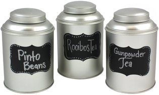 Round, Stack-able Tea Tin, With Dual Lid with Chalk Labels N4