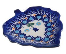 Classic Boleslawiec, Polish Pottery Hand Painted Ceramic Tea Bag Tidy Holder, Diameter: 4.3x5.1inch 516-U-006