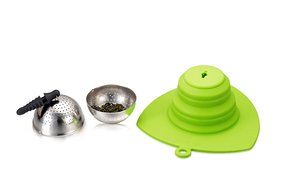 Hipo Design Height Adjustable Tea Ball Strainer- Foldable Silicone Q Cap alone as Coffee Dripper (orange) N11