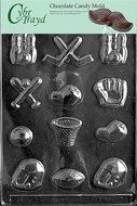 Cybrtrayd S003 Assorted Sports Chocolate Candy Mold with Exclusive Cybrtrayd Copyrighted Chocolate Molding Instructions
