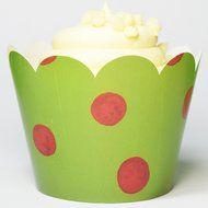 Cupcake Wrappers Green and Red Polka Dot Decorations for Packaging Christmas Treats and Food Gifts 36 Pieces by... N2