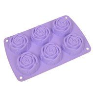 Webake 6-Cavity Rose Shape Silicone Cake Mold, Soap Mold, Bundt Cake Mold (Purple, 1pcs) N11