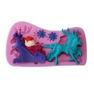 Christmas Gift - Christmas Fondant Silicone Sugar Mold Cake Decorating - Christmas Santa Sled Deer N14