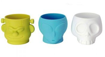 3 Monsters Silicone CUPCAKE Baking CUPS pan Molds - Halloween Party skeleton Skull Frankenstein Alien N2