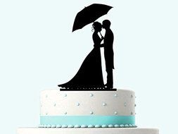 Wedding Cake Topper Silhouette Kissing Couple and Cute Cats,Morden Elegant Acrylic Cake Topper. N2