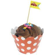 AllyDrew Standard Size Polka Dots Cupcake Wrappers (Set of 20), Orange N12