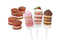 ASIBT Round Shape Clear Push-Up Cake Pop Shooter (Push Pops) Plastic Containers with Lids, Base &amp; Sticks, Pack... N3