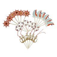 Bilipala 24Pcs Nautical Theme Cupcake Toppers Food Fruit Picks for Decoration N8