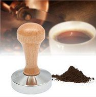 Aluminum Casting Espresso Coffee Tamper Flat Base Wood Handle Bean Press Tool by Micro Shops N5