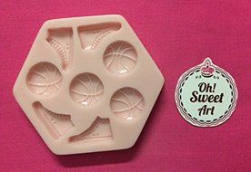 Basketball Sports,fondant, soap cupcake topper Cake Silicone Mold By Oh! Sweet Art FDA Approved for Food, Cupcakes N2