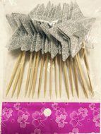 DooXoo Double Sided Star Topper Silver Glitter Star Wand Cake Topper Cupcake Topper Wedding Cupcake Toppers Set... N2