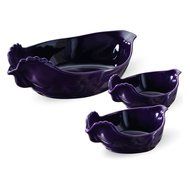 Revol 3 Piece Eggplant Porcelain Chicken Roaster Baking Dish Set