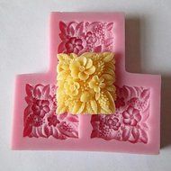 Y&amp;XL&amp;H Square Flower Fondant Cake Chocolate Candy Mold,L9cmW8.5cmH1cm N2