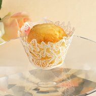 Derker 50 Pcs Laser Cut Cupcake Collars Butterfly Cupcake Wrappers Wraps Wedding Birthday Baby Shower Party Cupcake... N13