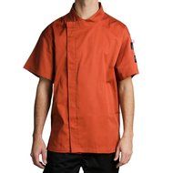 Chef Revival J020SP-L Crew Fresh Short Sleeve Snap Jacket with Hidden Snap Button, Large, Spice