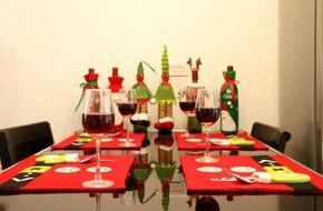 D-Foxes 10PC Santa Claus Christmas Drawstring Red Wine Bottle Cover Bags Dinner Party Table Decor Xmas Gift N13