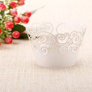 Cupcake wrapper-TOOGOO(R) 24pcs packaging cupcake muffin cupcake wrapper decoration wedding christening white... N2