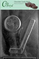 Cybrtrayd S064 Hockey Stick and Puck Chocolate Candy Mold with Exclusive Cybrtrayd Copyrighted Chocolate Molding...