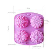 Joyi 4 Cavity Flower Silicone Cake Bread Baking Mold Cake Pan Muffin Cup Chocolate Candy Maker Mold,Ice Cube Tray N4