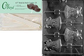 Cybrtrayd W008 Bell Lolly Chocolate Candy Mold with Exclusive Cybrtrayd Copyrighted Chocolate Molding Instructions N6