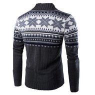 Laimeng,Men 's Knitting wool Hooded Nail Wind Neck Sweater Jacket Blouse (M, Dark Gray) N2