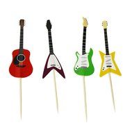 Betop House Set of 24 Pieces Guitar Themed Decorative Cupcake Topper for Music Party N5