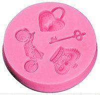 Key Locket Crown Motorcycle Silicone Mold for Fondant Chocolate, Crafts N2