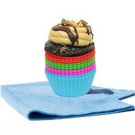 EliteKitchenGear Silicone Cupcake Bakeware Set Liners (13 Pack) With FREE Bonus Professional Grade Microfiber... N5