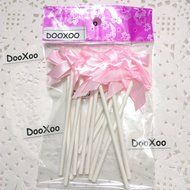 DOOXOO Handmade CakeDecoration 12 Counts Silk Pink Bowknot Party Supplies Cupcake Toppers Pop Sticks N5