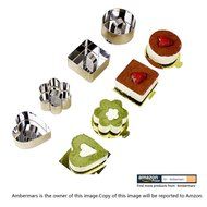 Ambermars 4pcs Mousse Cake Pastry Ring Stainless Steel Cutters Mousse Mold - Heart,Flower,Circle,Square Shaped... N5