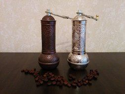 Armenian Handmade Antique Coffee Grinder, 3 Different Colors, 7.5'' (Silver) N5