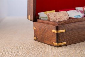 Rusticity Wood Tea Bag / Spice Storage Box with Lid and 9 pockets | Handmade | (9x6 in) N10