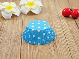 100 PCS Blue w/ White Polka Dot Paper Cupcake Cups N3
