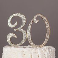 30 Cake Topper for 30th Birthday or Anniversary Gold Party Supplies &amp; Decorations (Gold) N2